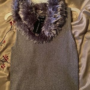 Lauren Michelle tank with fur collar